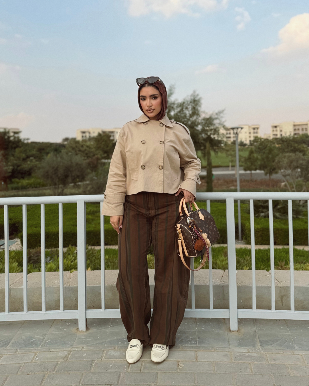 Cropped Gabardine Trench Jacket – Beige