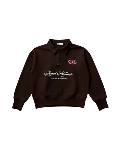 سويتشيرت بولو قطني مطرّز – بني