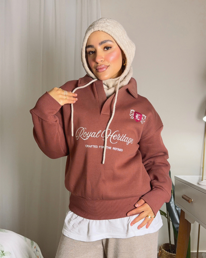 سويتشيرت بولو قطني مطرّز – طوبي