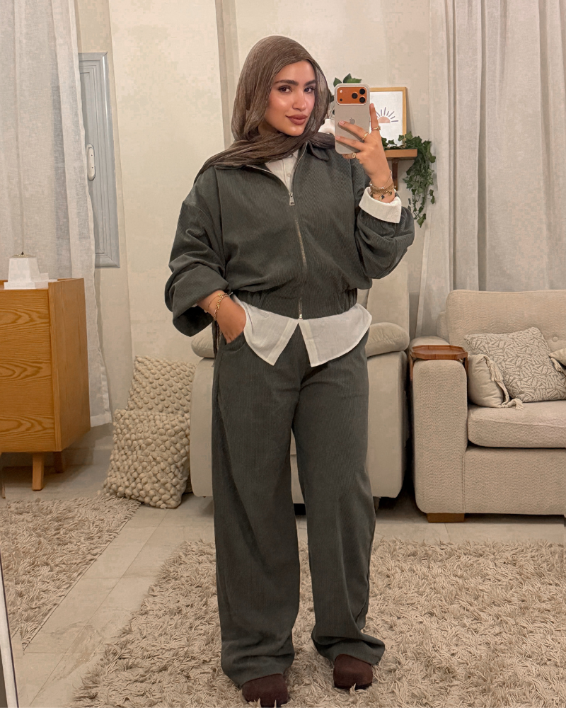 Ribbed Corduroy FULL SET – Dark Olive