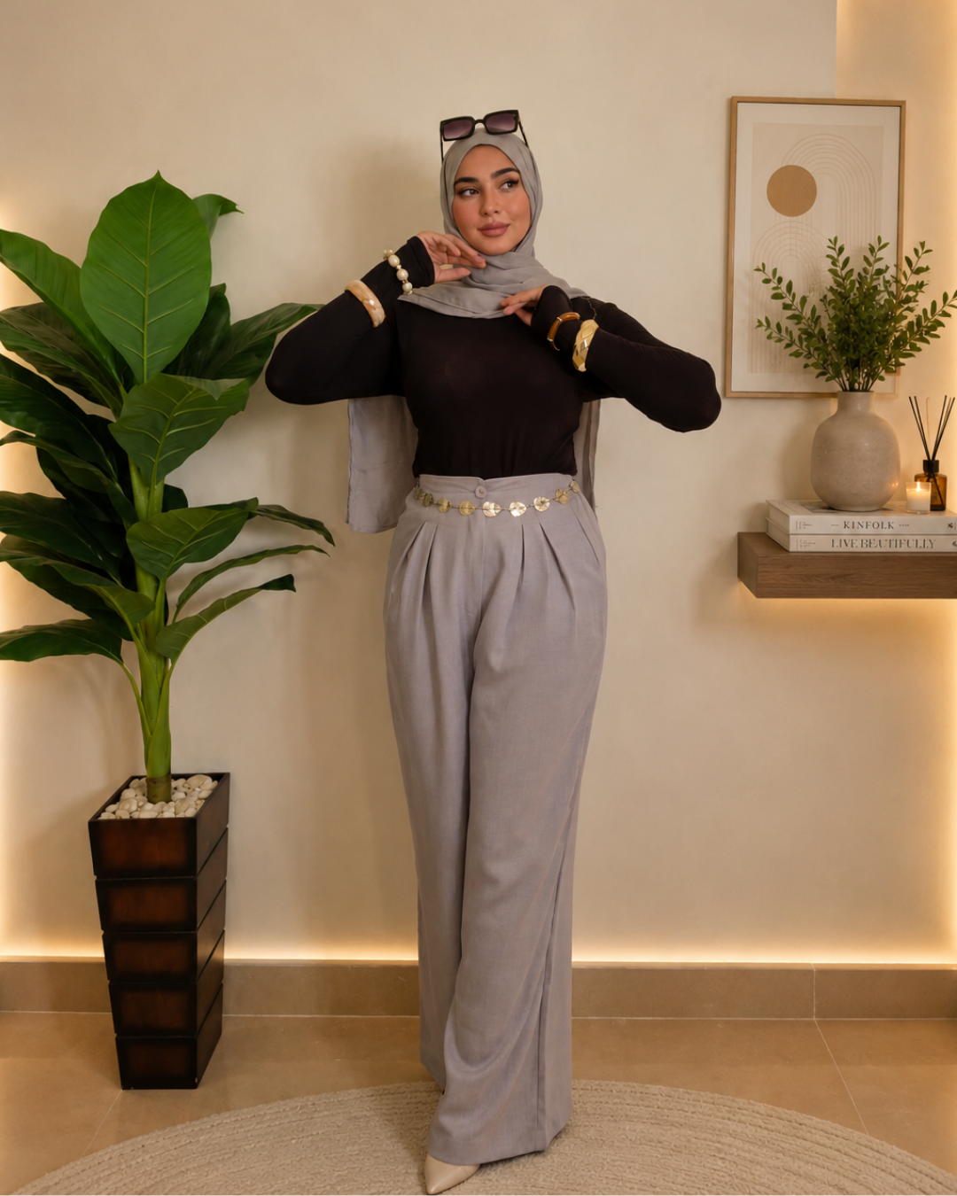 French Linen Wide-Leg Pants – GREY