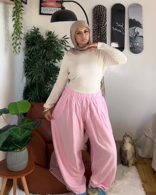 BABY PINK - Spanish Linen Balloon Pants