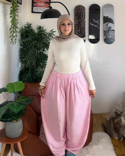 BABY PINK - Spanish Linen Balloon Pants