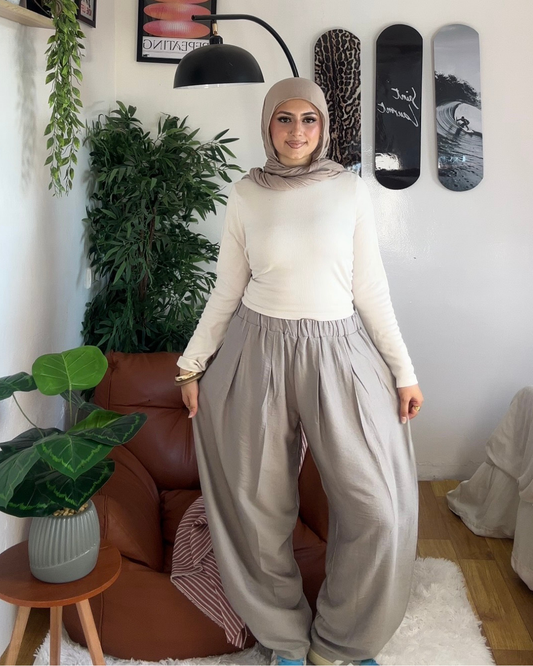 Steel Grey - Spanish Linen Balloon Pants
