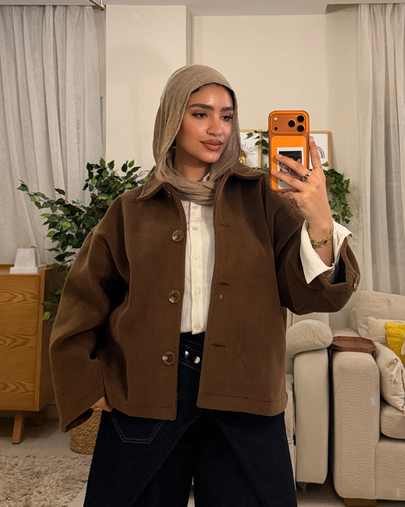 جاكت جوخ مشعر - بني شوكولاتة