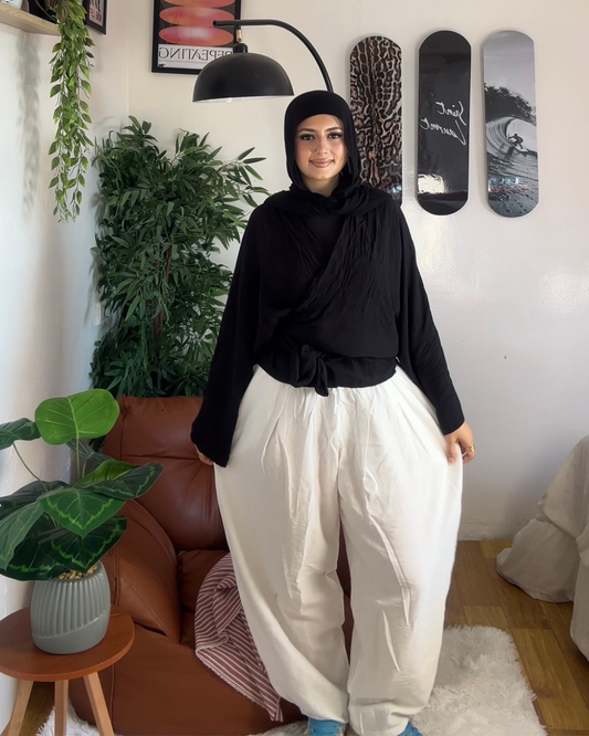 white - Spanish Linen Balloon Pants