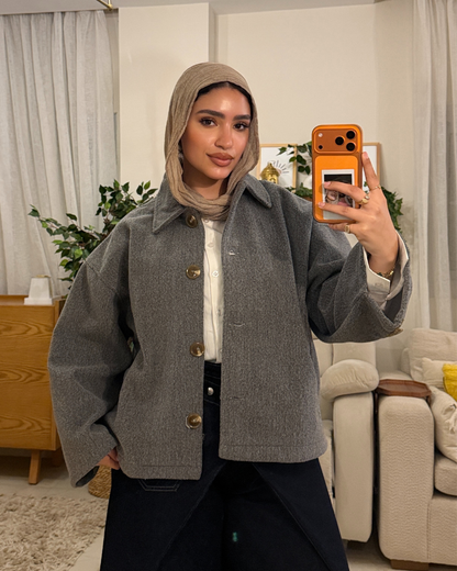 Brushed Wool Jacket – Heather gray