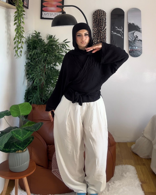 white - Spanish Linen Balloon Pants