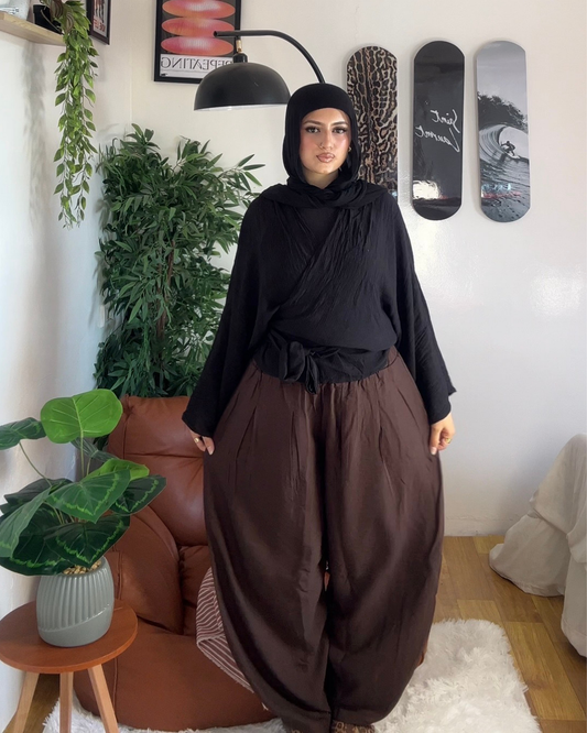brown - Spanish Linen Balloon Pants
