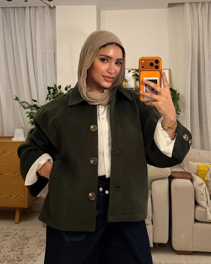 Brushed Wool Jacket – Dark olive green
