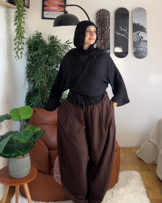brown - Spanish Linen Balloon Pants