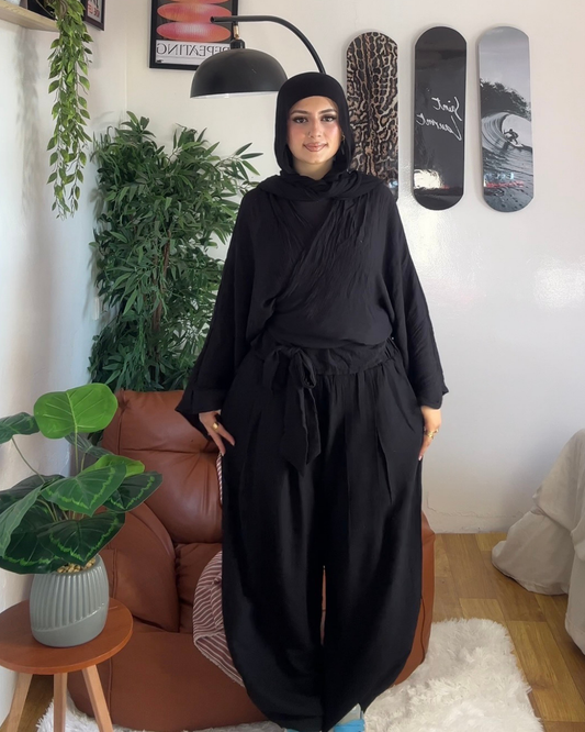 BLACK - Spanish Linen Balloon Pants