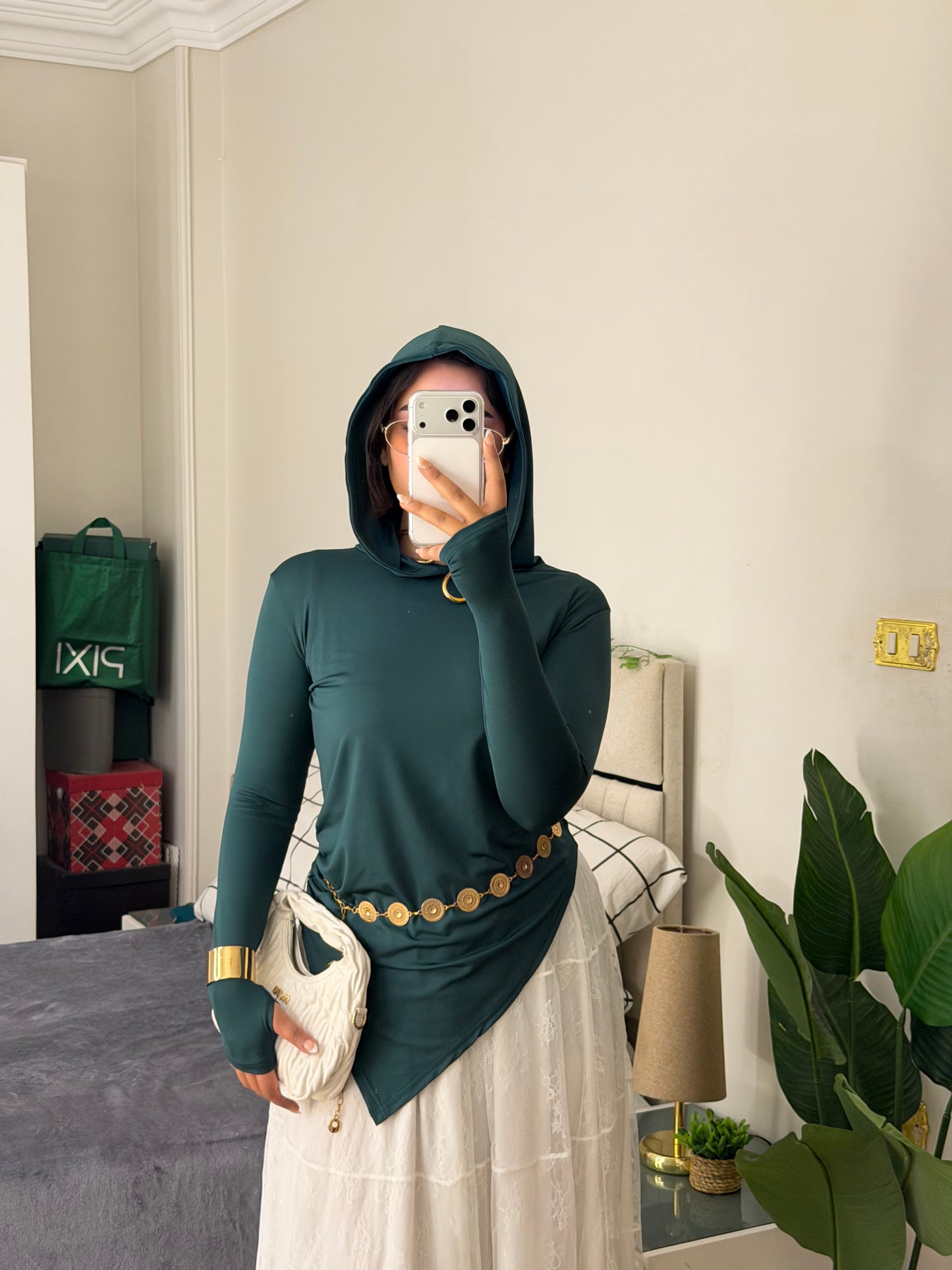 Soft Lycra Hooded Top - DARK GREEN