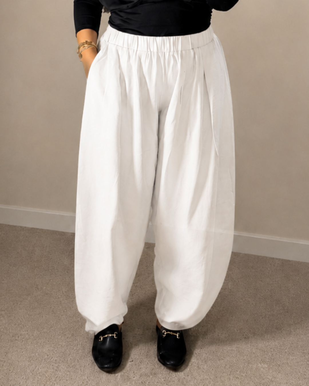white Spanish Linen Balloon Pants