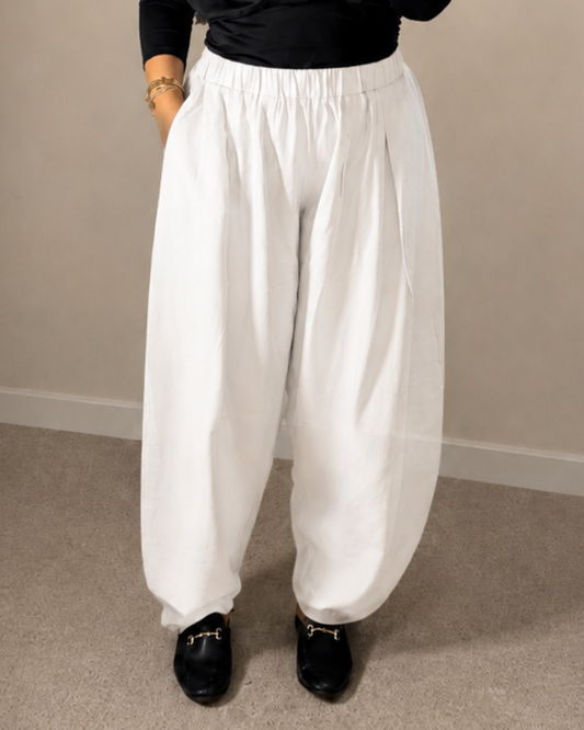 white Spanish Linen Balloon Pants