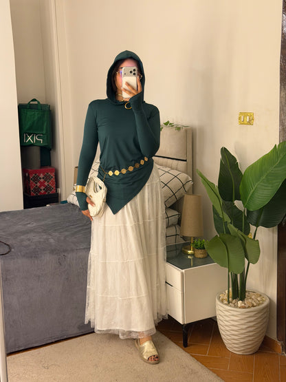 Soft Lycra Hooded Top - DARK GREEN