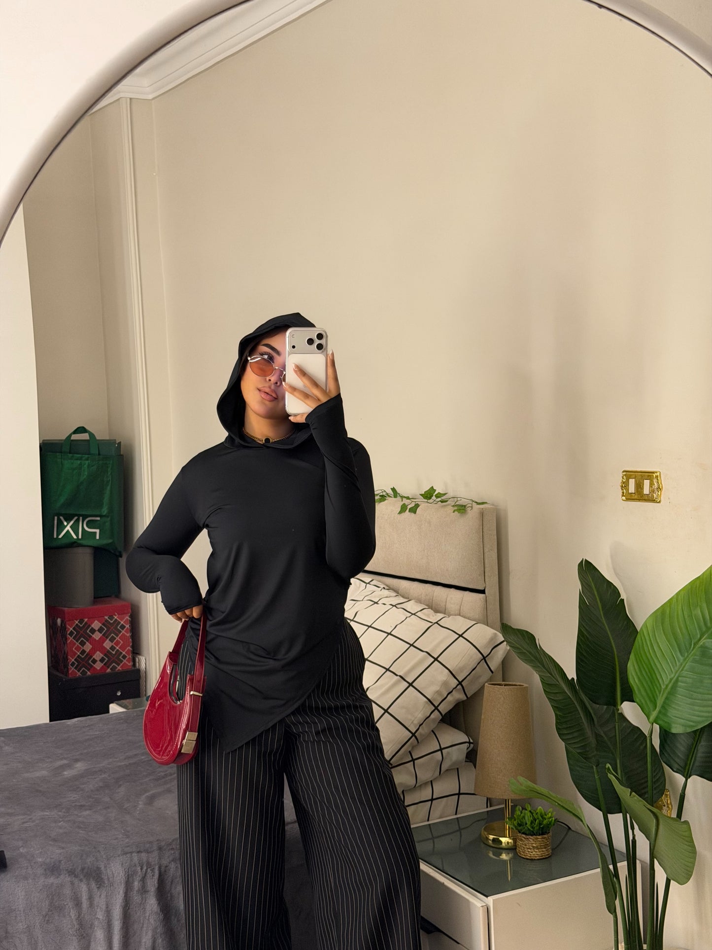 Soft Lycra Hooded Top - BLACK