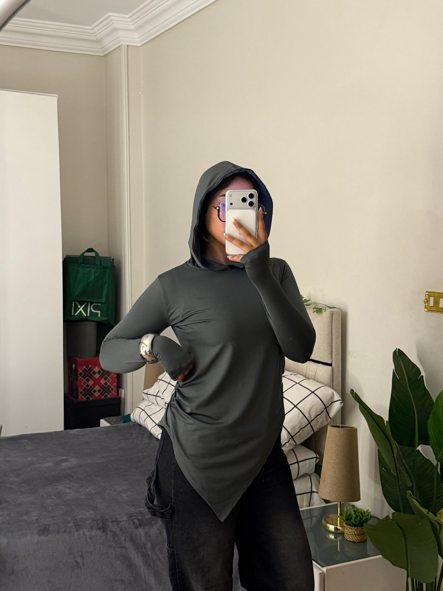 Soft Lycra Hooded Top - GREY