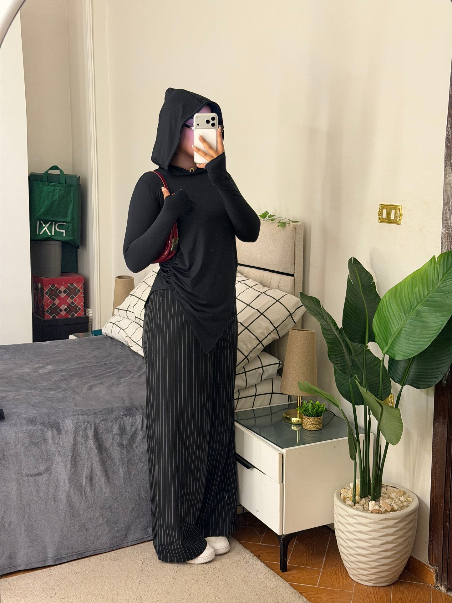Soft Lycra Hooded Top - BLACK