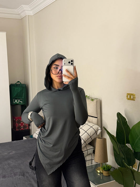 Soft Lycra Hooded Top - GREY