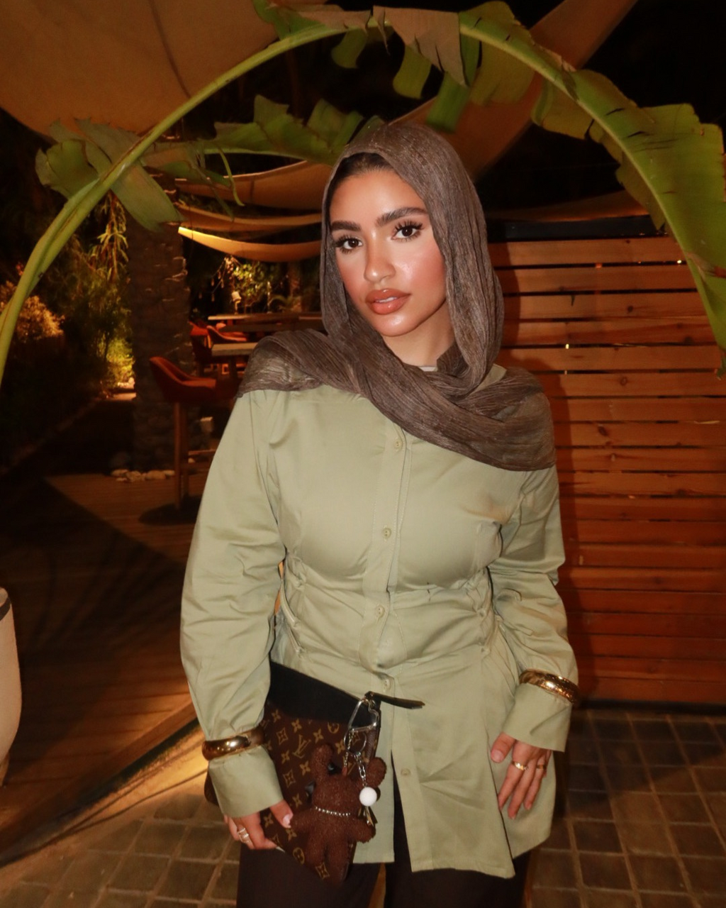 قميص كورسيه بوبلين زيتوني