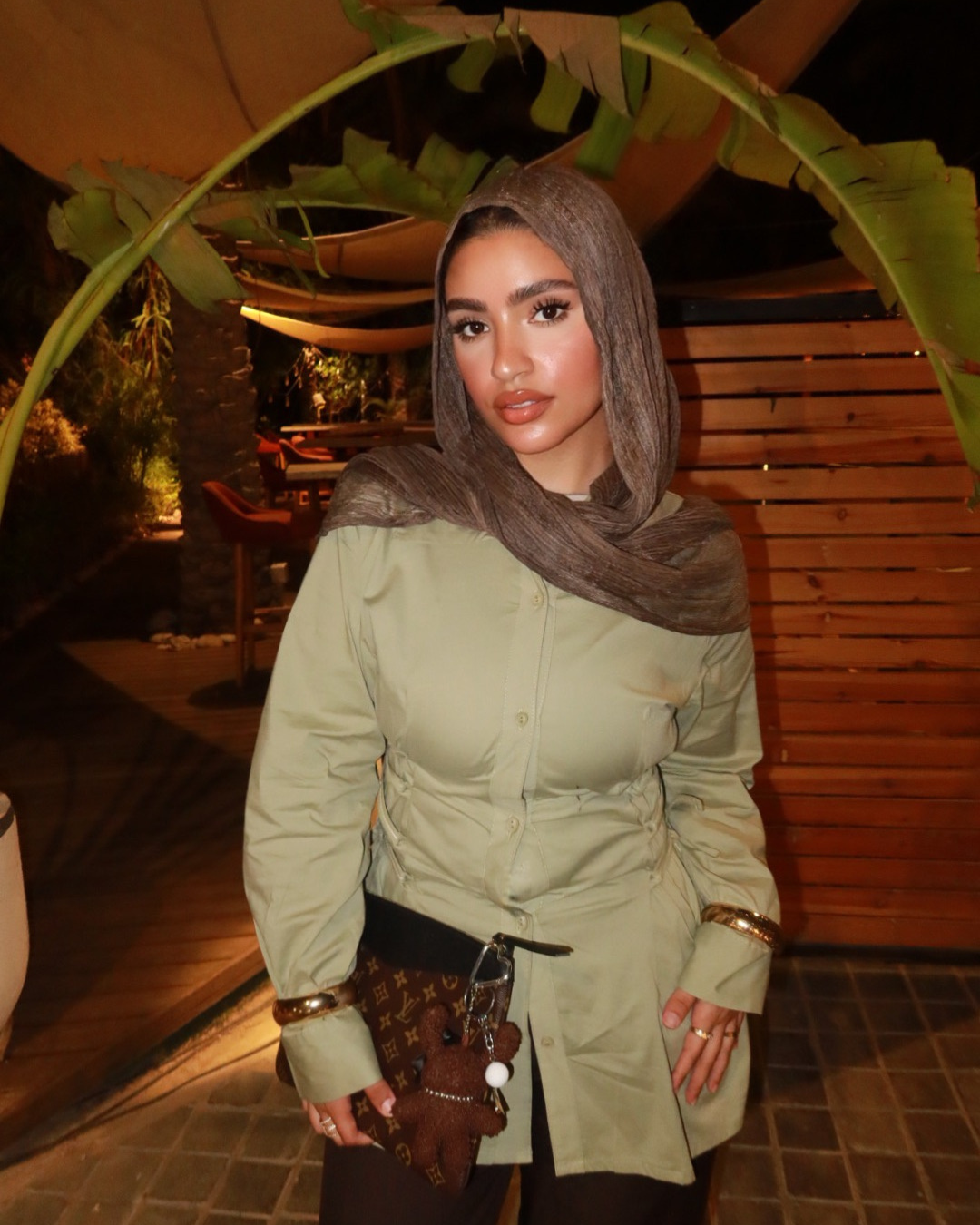 قميص كورسيه بوبلين زيتوني