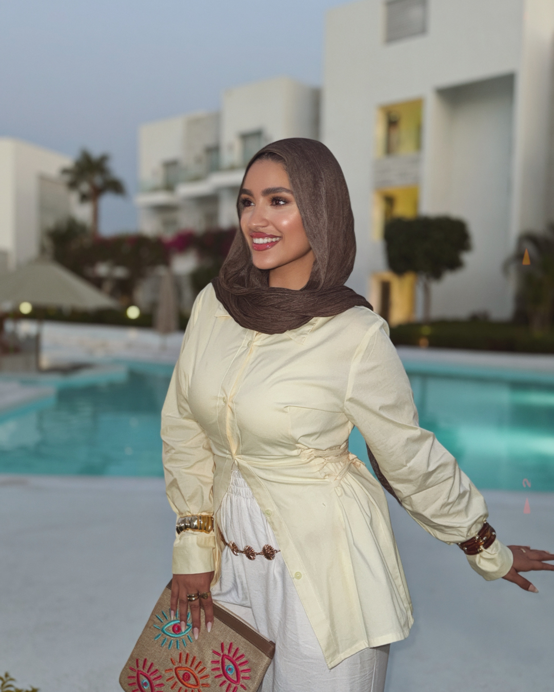 قميص كورسيه بوبلين أصفر