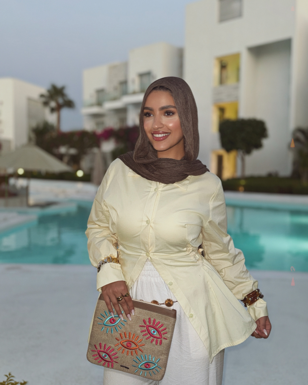 قميص كورسيه بوبلين أصفر