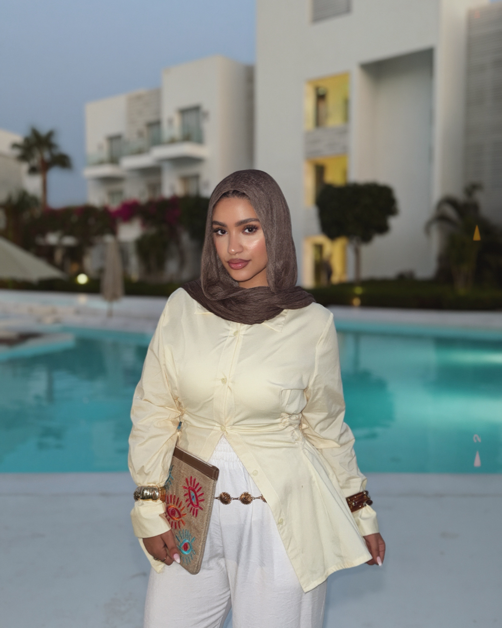 قميص كورسيه بوبلين أصفر